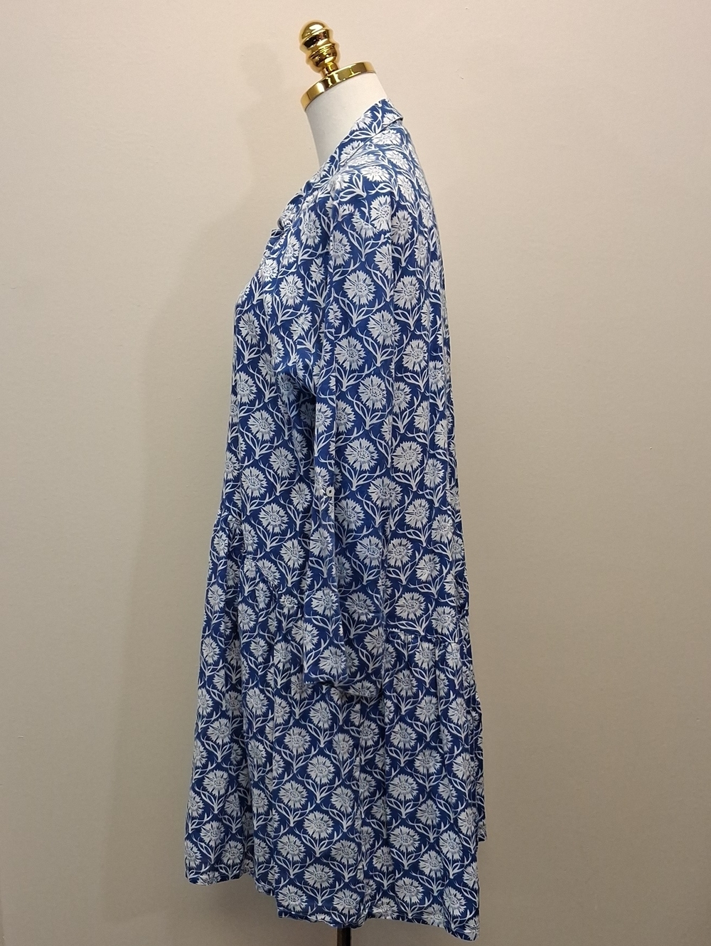 Ro's Garden Blue White Floral Cotton Button Front Tunic Top XL - Picture 3 of 8